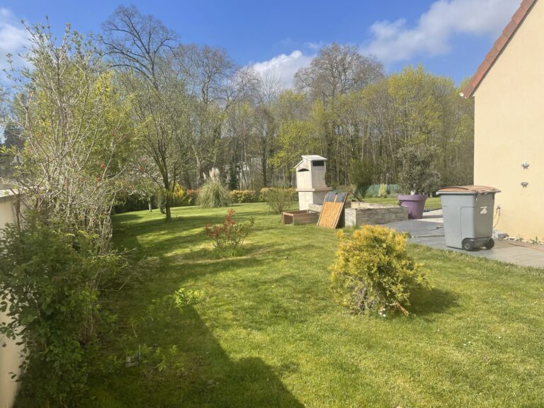 Pelouse et arbustes d’une résidence en Seine-et-Marne après entretien